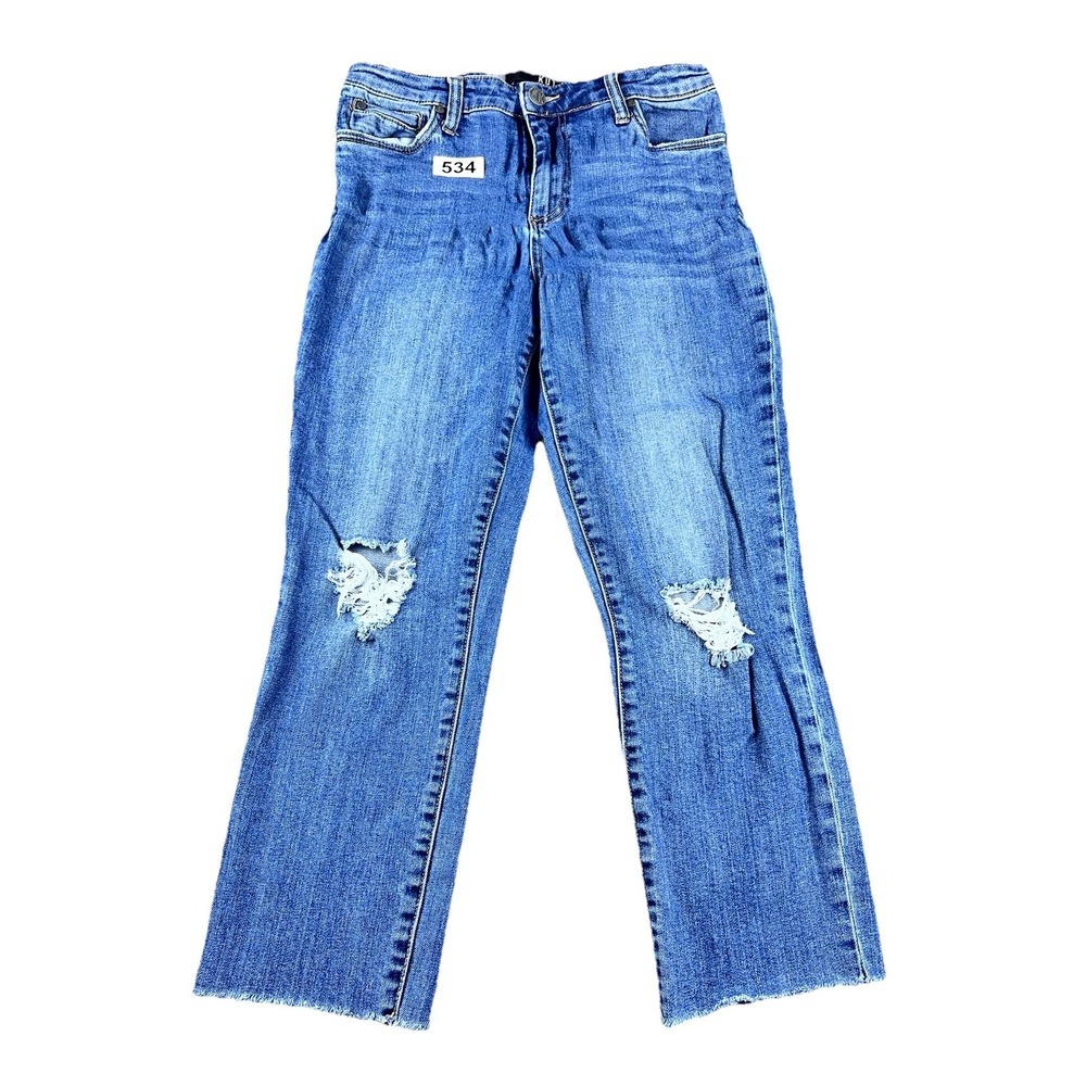 KUT from the Kloth Catherine Jeans Women 4 Blue High Rise Distressed Boyfriend